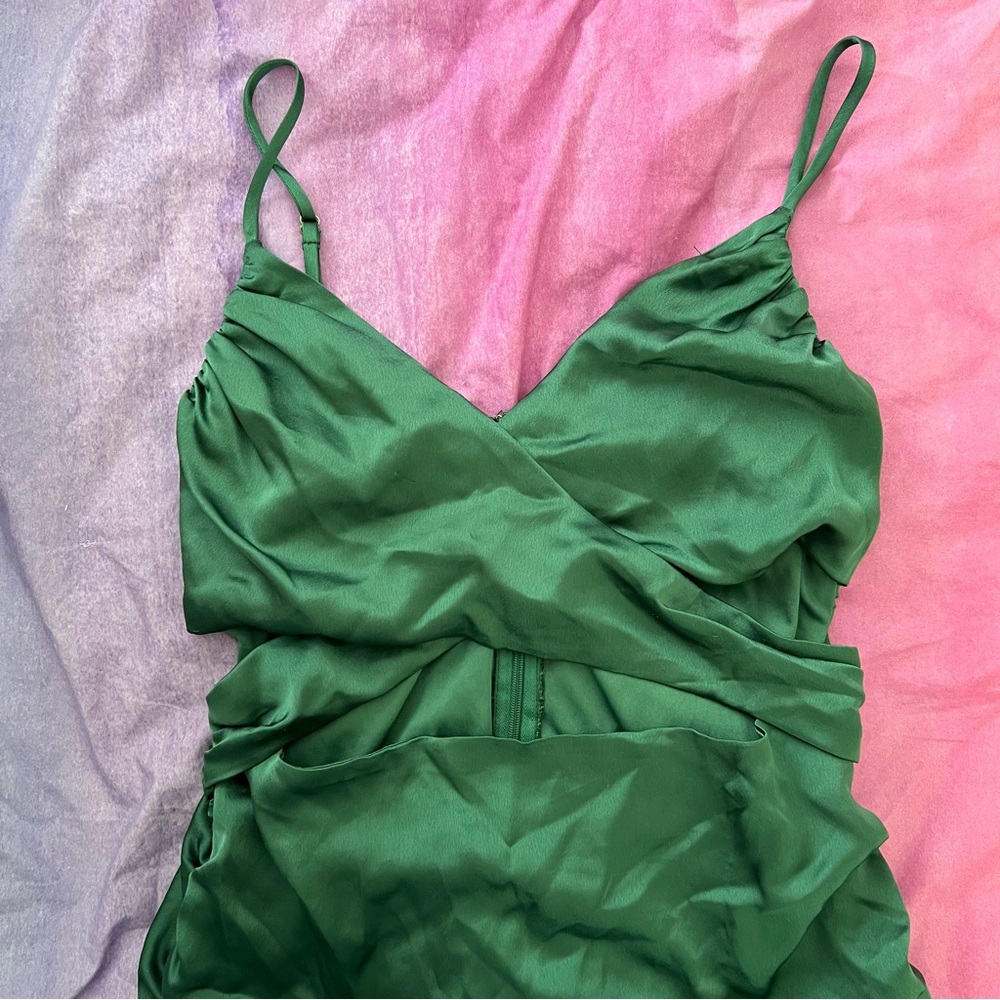 Green cross mini dress